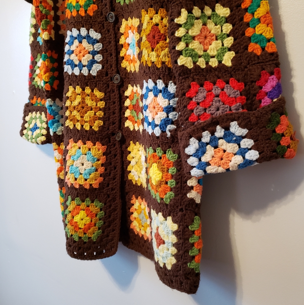 š„VINTAGE | Grandma's Hand-Crocheted Jacket 1970s - Picture 16 of 16
